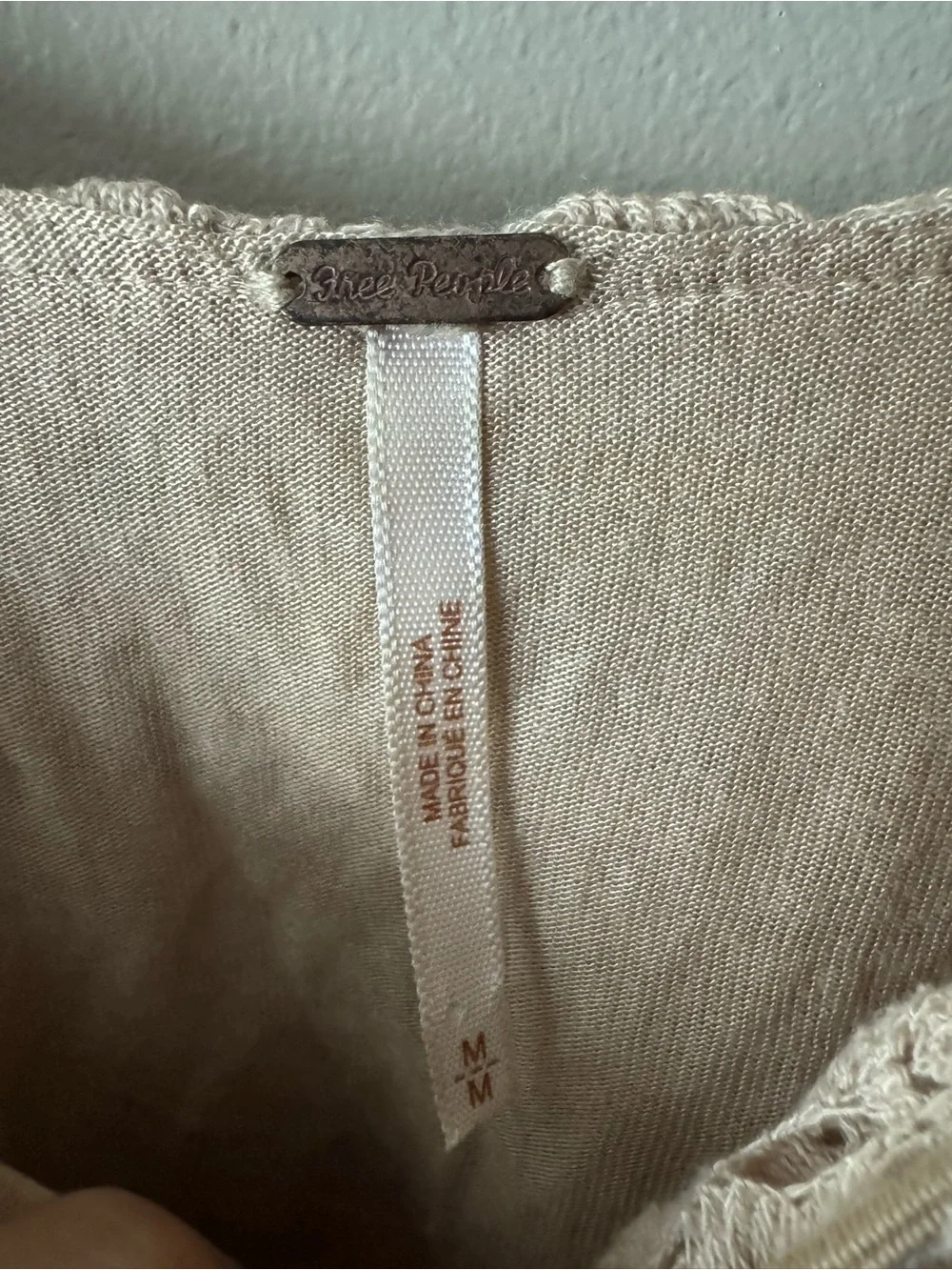 Free People Crochet Scoop Neck Bell Sleeve Top Medium Minimalist Cottagecore